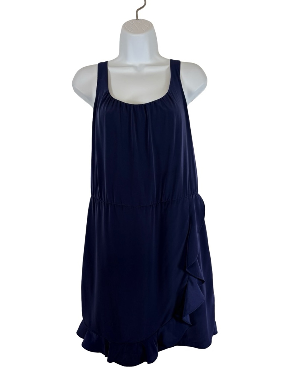Collective Concepts Navy Ruffle-Trim Sleeveless Mini Dress SzM Lace Racerback